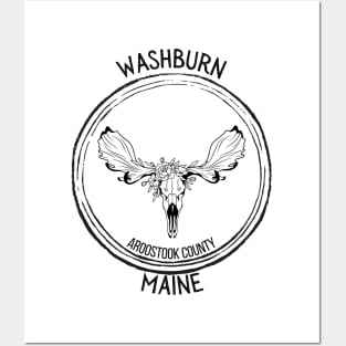 Washburn Maine Floral Moose Posters and Art